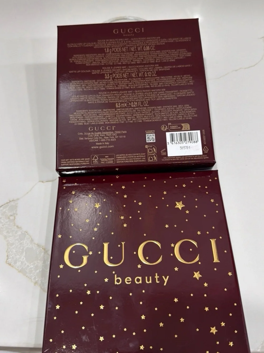 Gucci Red Lipstick and Red Liquid Lip Duo with Gold Accents